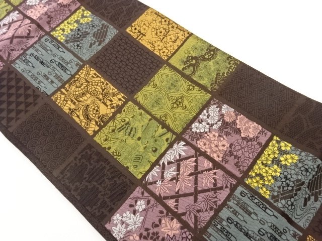 JAPANESE NAGOYA OBI / WOVEN GRID